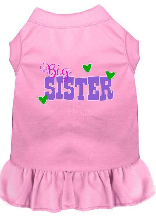 Big Sister Screen Print Dog Dress Light Pink Med